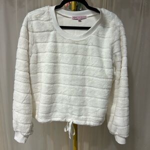 Crave Fame Fuzzy White Crew Neck Sweater